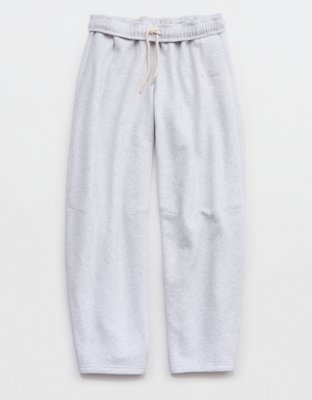 OFFLINE By Aerie Cloud Fleece Barrel Leg Pant - Light Heather Gray