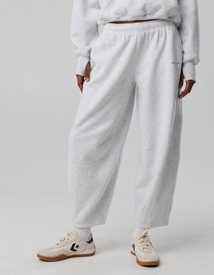 OFFLINE By Aerie Cloud Fleece Barrel Leg Pant - Light Heather Gray