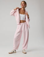 OFFLINE By Aerie Cloud Fleece Barrel Leg Pant - Pink Petal