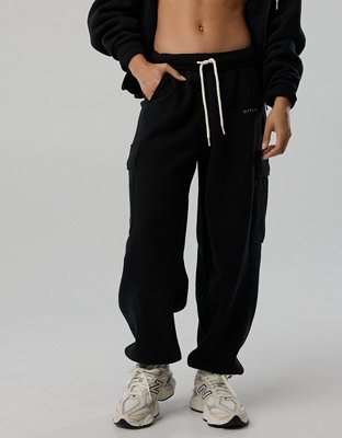 OFFLINE By Aerie Cloud Fleece Baggy Cargo Jogger - True Black