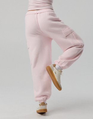 OFFLINE By Aerie Cloud Fleece Baggy Cargo Jogger - Pink Petal