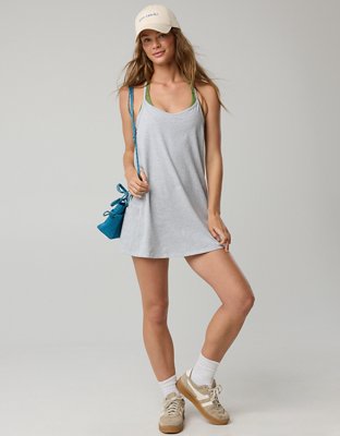 OFFLINE By Aerie OG Cotton Racerback Mini Dress - Medium Heather Gray