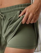 OFFLINE By Aerie Mesh Basketball Short - Festive Olive