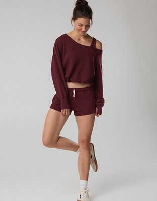 OFFLINE By Aerie OTT Fleece Shortie - Royal Berry