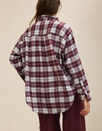 Aerie Anytime Fave Flannel Oversized Shirt - Deep Ruby