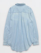 Aerie Anytime Fave Woven Shirt - Light Blue