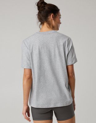 OFFLINE By Aerie Let's Stretch Short Sleeve Boyfriend T-Shirt - Medium Heather Gray
