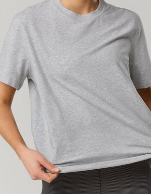OFFLINE By Aerie Let's Stretch Short Sleeve Boyfriend T-Shirt - Medium Heather Gray