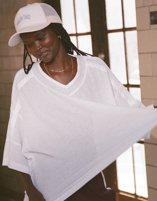 OFFLINE By Aerie Mesh Jersey Short Sleeve T-Shirt - Air White