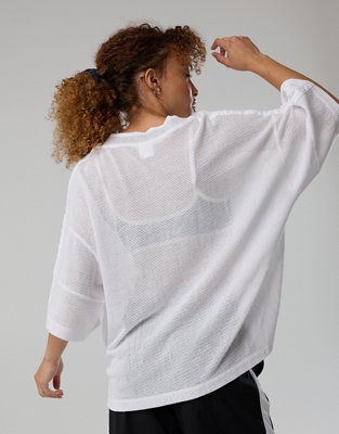 OFFLINE By Aerie Mesh Jersey Short Sleeve T-Shirt - Air White