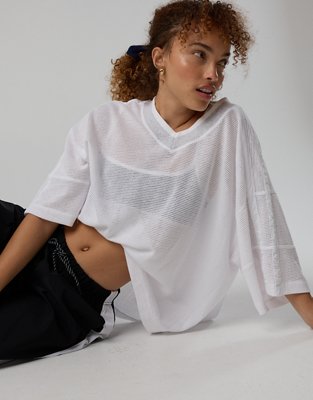 OFFLINE By Aerie Mesh Jersey Short Sleeve T-Shirt - Air White