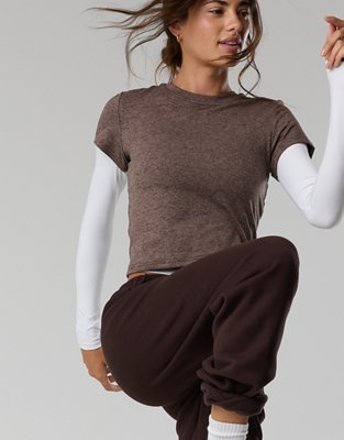 OFFLINE By Aerie Weekend Away Short Sleeve Ringer T-Shirt - Deep Earth