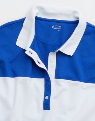OFFLINE By Aerie Pique Rugby Polo T-Shirt - Cobalt Jewel