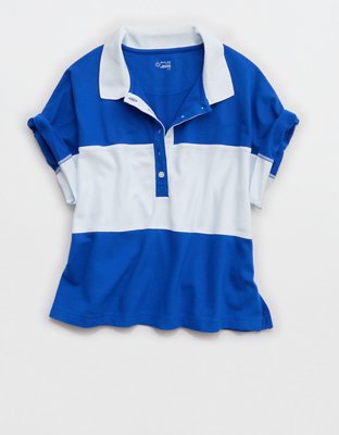 OFFLINE By Aerie Pique Rugby Polo T-Shirt - Cobalt Jewel