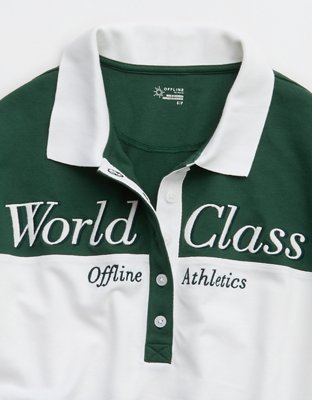 OFFLINE By Aerie Pique Rugby Polo T-Shirt - Rugged Green