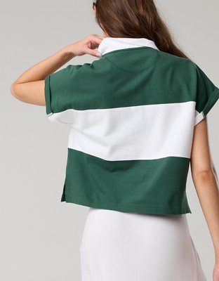 OFFLINE By Aerie Pique Rugby Polo T-Shirt - Rugged Green