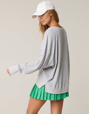 OFFLINE By Aerie Wow! Waffle T-Shirt - Medium Heather Gray