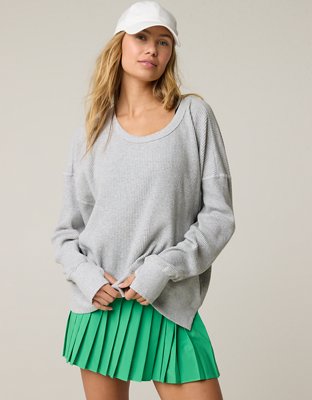 OFFLINE By Aerie Wow! Waffle T-Shirt - Medium Heather Gray