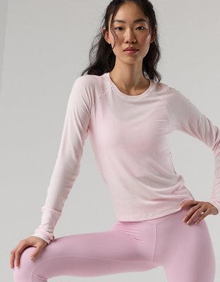 OFFLINE By Aerie Thumbs Up Fitted Ribbed T-Shirt - Pink Petal