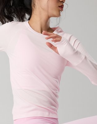 OFFLINE By Aerie Thumbs Up Fitted Ribbed T-Shirt - Pink Petal