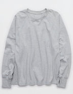 OFFLINE By Aerie Pique Long Sleeve T-Shirt - Medium Heather Gray