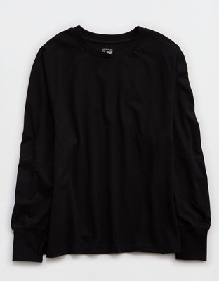 OFFLINE By Aerie Pique Long Sleeve T-Shirt - True Black