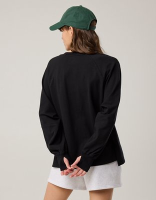 OFFLINE By Aerie Pique Long Sleeve T-Shirt - True Black