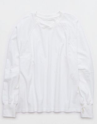 OFFLINE By Aerie Pique Long Sleeve T-Shirt - White