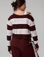 OFFLINE By Aerie Wow! Waffle Long Sleeve Off The Shoulder T-Shirt - Royal Berry