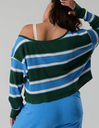 OFFLINE By Aerie Wow! Waffle Long Sleeve Off The Shoulder T-Shirt - Rugged Green