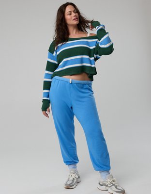OFFLINE By Aerie Wow! Waffle Long Sleeve Off The Shoulder T-Shirt - Rugged Green