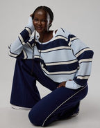 OFFLINE By Aerie Wow! Waffle Long Sleeve Off The Shoulder T-Shirt - Royal Navy