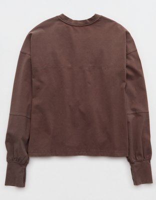 OFFLINE By Aerie OG Cotton Crewneck Long Sleeve T-Shirt - Relic