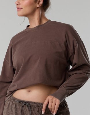OFFLINE By Aerie OG Cotton Crewneck Long Sleeve T-Shirt - Relic