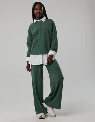 OFFLINE By Aerie OG Cotton Crewneck Long Sleeve T-Shirt - Rugged Green