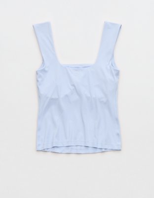 OFFLINE By Aerie Real Me Square Neck Tank Top - Eyelet Blue