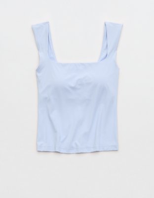 OFFLINE By Aerie Real Me Square Neck Tank Top - Eyelet Blue