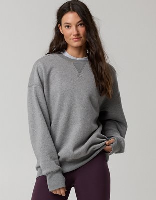 OFFLINE By Aerie Cloud Fleece Oversized Crewneck Sweatshirt - Dark Heather Gray