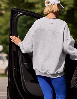 OFFLINE By Aerie Cloud Fleece Oversized Crewneck Sweatshirt - Light Heather Gray