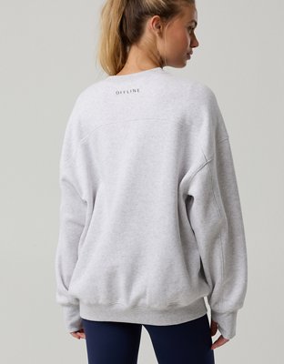 OFFLINE By Aerie Cloud Fleece Oversized Crewneck Sweatshirt - Light Heather Gray