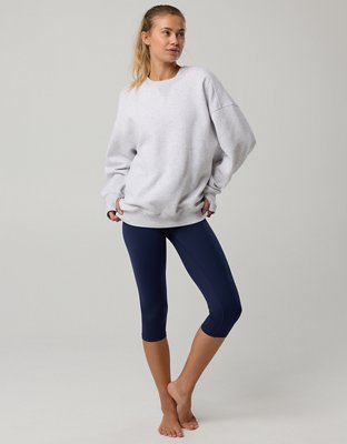 OFFLINE By Aerie Cloud Fleece Oversized Crewneck Sweatshirt - Light Heather Gray