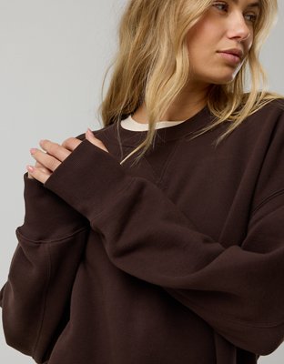 OFFLINE By Aerie Cloud Fleece Oversized Crewneck Sweatshirt - Deep Earth