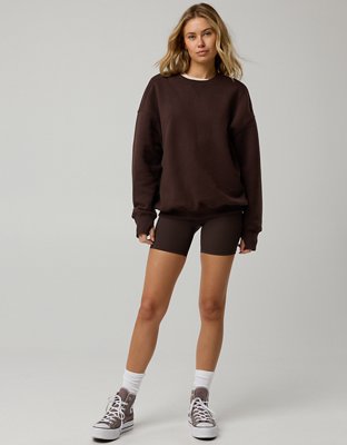 OFFLINE By Aerie Cloud Fleece Oversized Crewneck Sweatshirt - Deep Earth