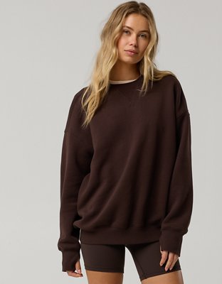 OFFLINE By Aerie Cloud Fleece Oversized Crewneck Sweatshirt - Deep Earth