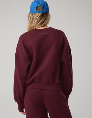 OFFLINE By Aerie Cloud Fleece Classic Crewneck Sweatshirt - Royal Berry