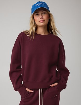 OFFLINE By Aerie Cloud Fleece Classic Crewneck Sweatshirt - Royal Berry