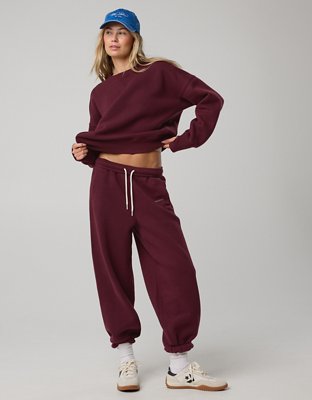 OFFLINE By Aerie Cloud Fleece Classic Crewneck Sweatshirt - Royal Berry