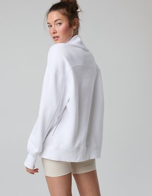 OFFLINE By Aerie Cloud Fleece Oversized Mockneck Sweatshirt - White