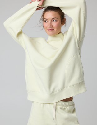 OFFLINE By Aerie Cloud Fleece Oversized Mockneck Sweatshirt - Green Beam