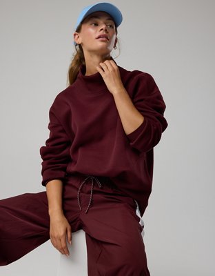 OFFLINE By Aerie Cloud Fleece Oversized Mockneck Sweatshirt - Royal Berry